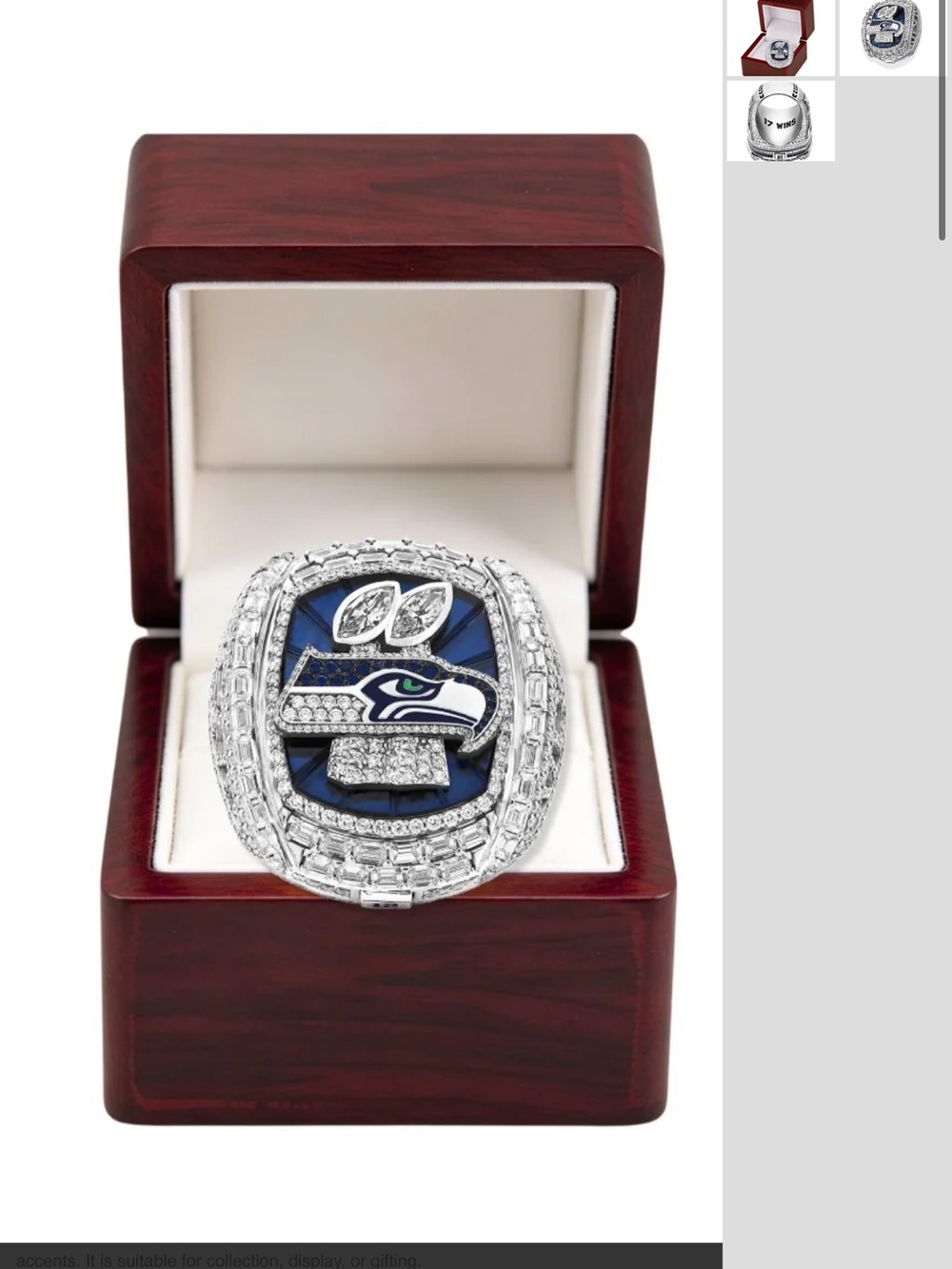 Seattle Seahawks Championship Style Men's Ring - Blue & Silver
